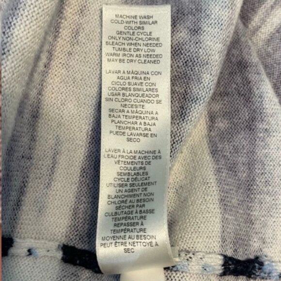 Chico's Ombre Striped Cardigan Sweater Blue Tan Knit Open Front Long Sleeve L - Picture 5 of 6